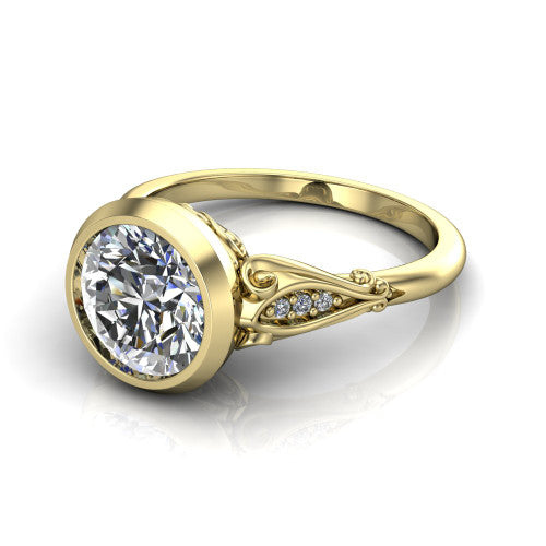 Maria Round Shape Solitaire Engagement Ring in 14K Yellow Gold
