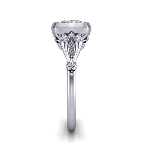 Maria Cushion Shape Solitaire Engagement Ring in 18K White Gold