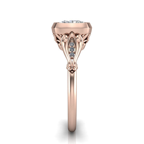Maria Cushion Shape Solitaire Engagement Ring in 14K Rose Gold