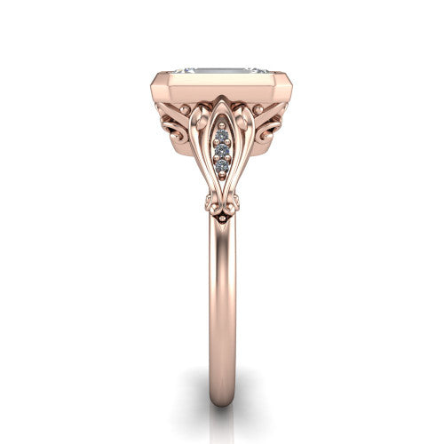 Maria Emerald Shape Solitaire Engagement Ring in 14K Rose Gold