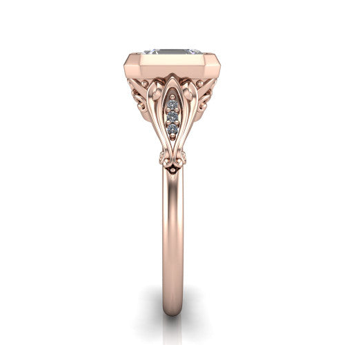 Maria Square Emerald Shape Solitaire Engagement Ring in 14K Rose Gold