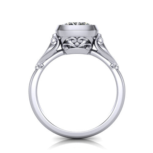 Maria Cushion Shape Solitaire Engagement Ring in Platinum