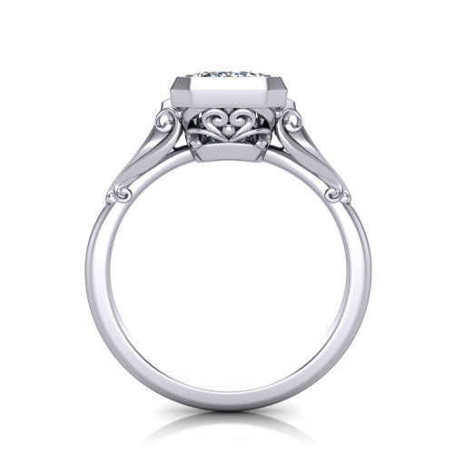 Maria Emerald Shape Solitaire Engagement Ring in Platinum