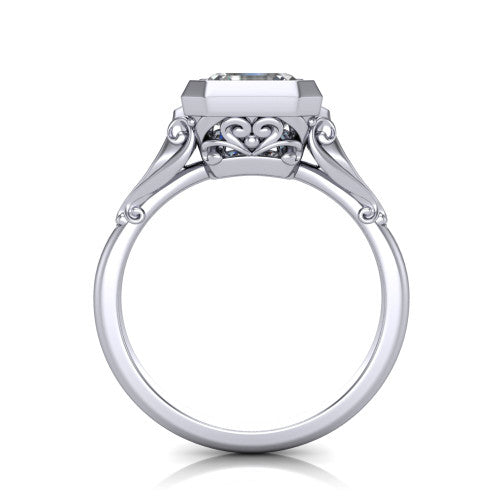 Maria Square Emerald Shape Solitaire Engagement Ring in 18K White Gold