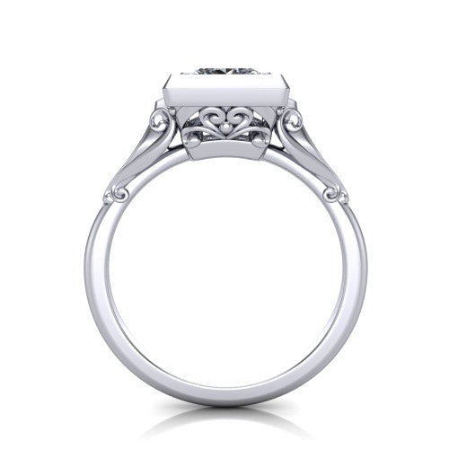Maria Princess Shape Solitaire Engagement Ring in 18K White Gold