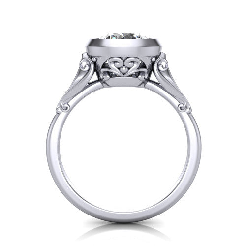 Maria Round Shape Solitaire Engagement Ring in 14K White Gold