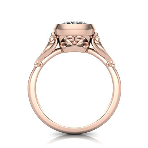 Maria Cushion Shape Solitaire Engagement Ring in 14K Rose Gold