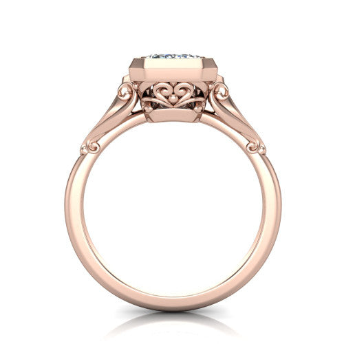 Maria Emerald Shape Solitaire Engagement Ring in 14K Rose Gold