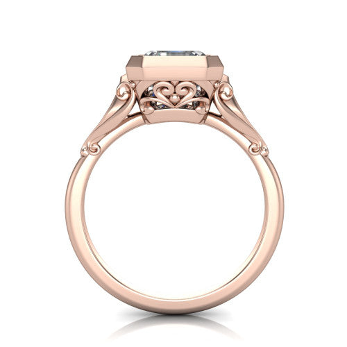 Maria Square Emerald Shape Solitaire Engagement Ring in 14K Rose Gold
