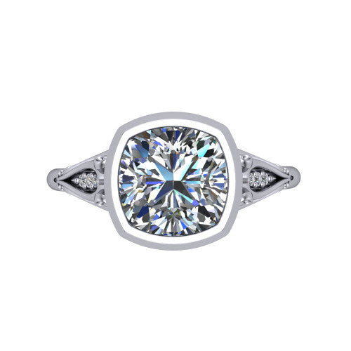 Maria Cushion Shape Solitaire Engagement Ring in 18K White Gold