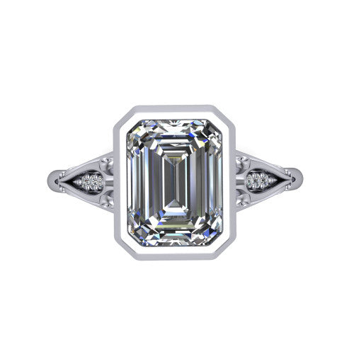 Maria Emerald Shape Solitaire Engagement Ring in Platinum