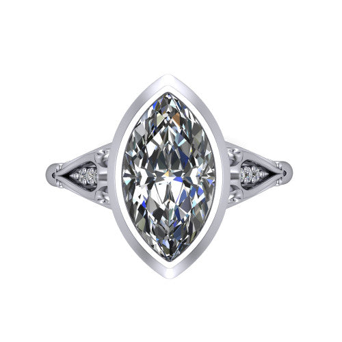 Maria Marquise Shape Solitaire Engagement Ring in 14K White Gold