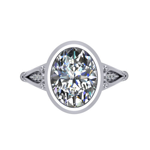 Maria Oval Shape Solitaire Engagement Ring in 14K White Gold