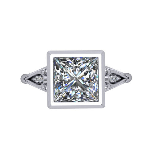 Maria Princess Shape Solitaire Engagement Ring in Platinum