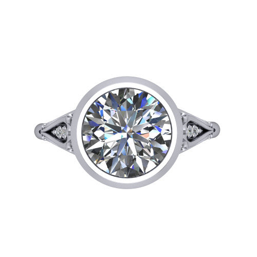 Maria Round Shape Solitaire Engagement Ring in Platinum