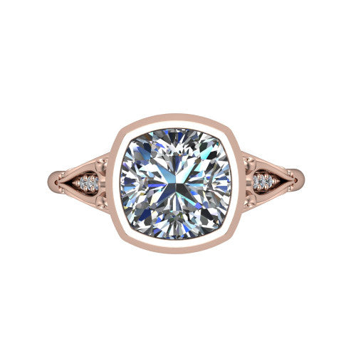 Maria Cushion Shape Solitaire Engagement Ring in 14K Rose Gold