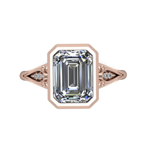 Maria Emerald Shape Solitaire Engagement Ring in 18K Rose Gold