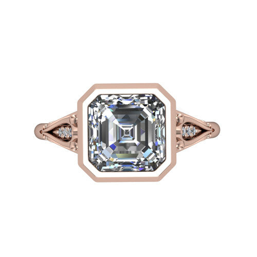 Maria Square Emerald Shape Solitaire Engagement Ring in 18K Rose Gold