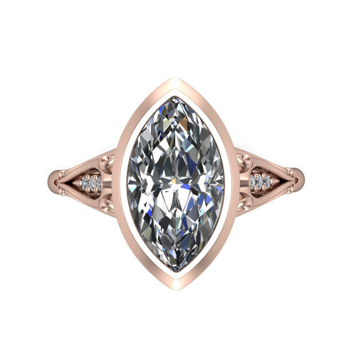 Maria Marquise Shape Solitaire Engagement Ring in 18K Rose Gold