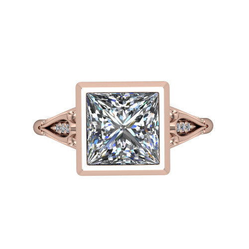 Maria Princess Shape Solitaire Engagement Ring in 18K Rose Gold