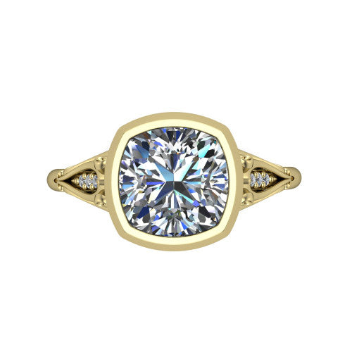 Maria Cushion Shape Solitaire Engagement Ring in 14K Yellow Gold