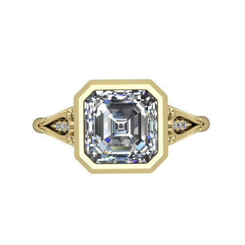 Maria Square Emerald Shape Solitaire Engagement Ring in 14K Yellow Gold