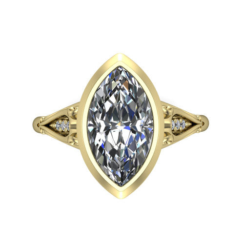 Maria Marquise Shape Solitaire Engagement Ring in 14K Yellow Gold