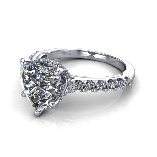 Allison Heart Shape Hidden Halo Engagement Ring in Platinum