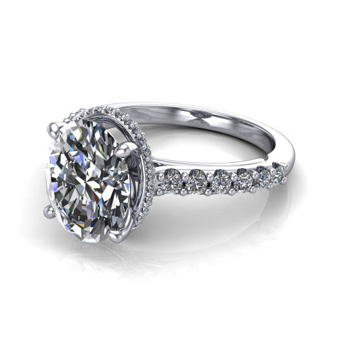 Allison Oval Shape Hidden Halo Engagement Ring in Platinum