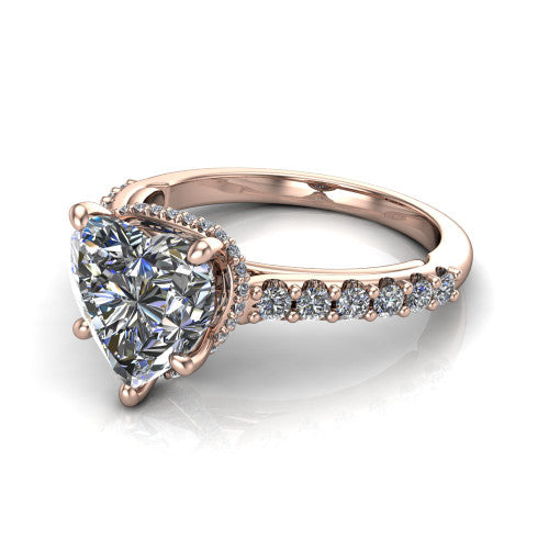Allison Heart Shape Hidden Halo Engagement Ring in 18K Rose Gold