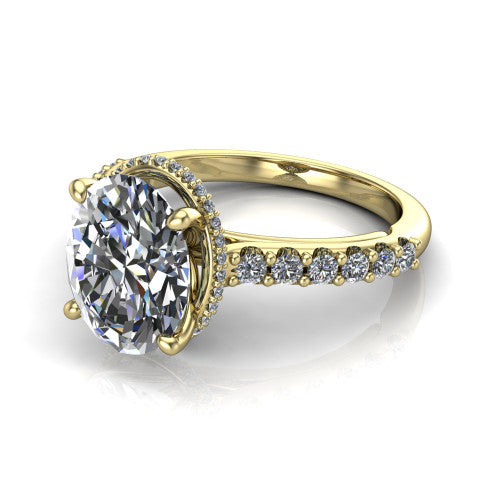 Allison Oval Shape Hidden Halo Engagement Ring in 18K Yellow Gold