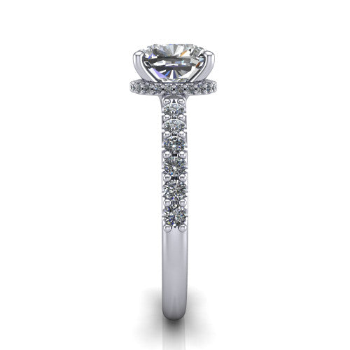Allison Cushion Shape Hidden Halo Engagement Ring in Platinum