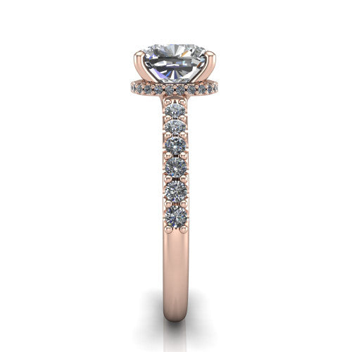 Allison Cushion Shape Hidden Halo Engagement Ring in 18K Rose Gold