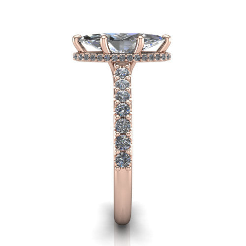 Allison Marquise Shape Hidden Halo Engagement Ring in 18K Rose Gold