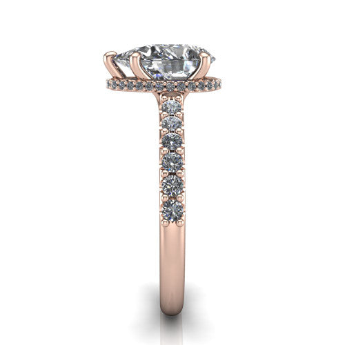Allison Pear Shape Hidden Halo Engagement Ring in 18K Rose Gold