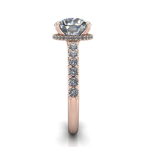Allison Round Shape Hidden Halo Engagement Ring in 14K Rose Gold