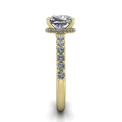 Allison Cushion Shape Hidden Halo Engagement Ring in 18K Yellow Gold