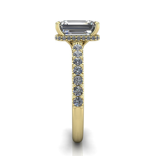 Allison Emerald Shape Hidden Halo Engagement Ring in 14K Yellow Gold