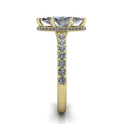 Allison Marquise Shape Hidden Halo Engagement Ring in 18K Yellow Gold