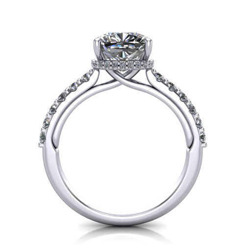 Allison Cushion Shape Hidden Halo Engagement Ring in 18K White Gold