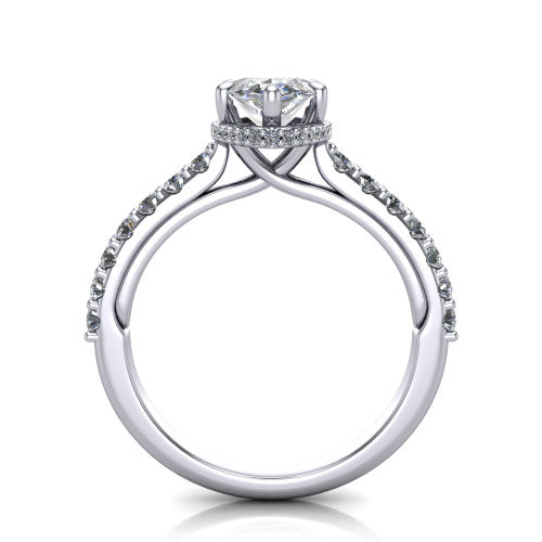 Allison Marquise Shape Hidden Halo Engagement Ring in 14K White Gold