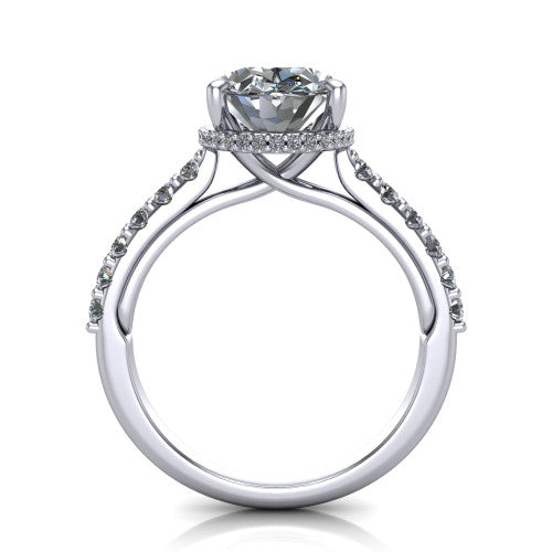 Allison Oval Shape Hidden Halo Engagement Ring in 18K White Gold