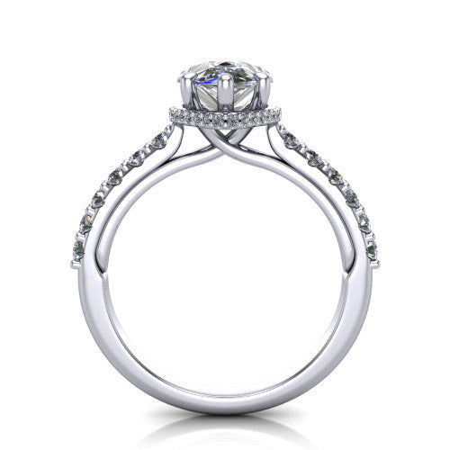 Allison Pear Shape Hidden Halo Engagement Ring in Platinum