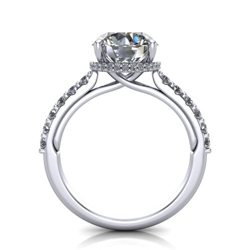Allison Round Shape Hidden Halo Engagement Ring in 18K White Gold