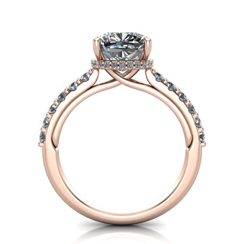 Allison Cushion Shape Hidden Halo Engagement Ring in 14K Rose Gold
