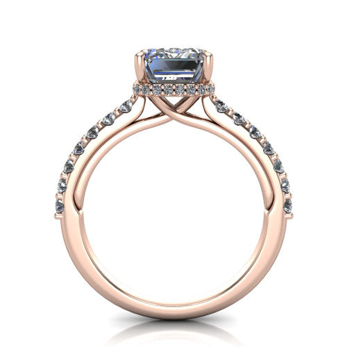 Allison Emerald Shape Hidden Halo Engagement Ring in 18K Rose Gold