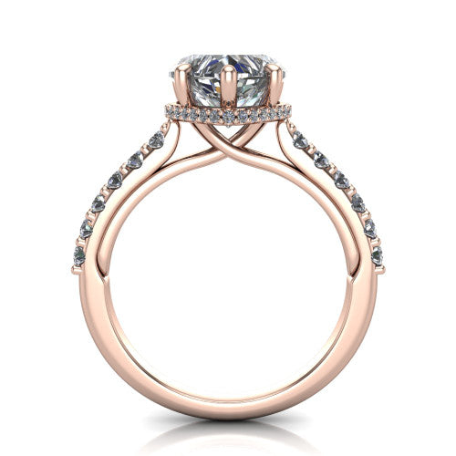 Allison Heart Shape Hidden Halo Engagement Ring in 14K Rose Gold