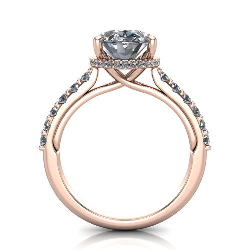 Allison Oval Shape Hidden Halo Engagement Ring in 14K Rose Gold