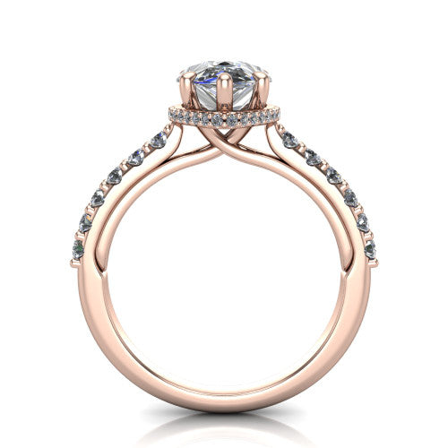 Allison Pear Shape Hidden Halo Engagement Ring in 14K Rose Gold