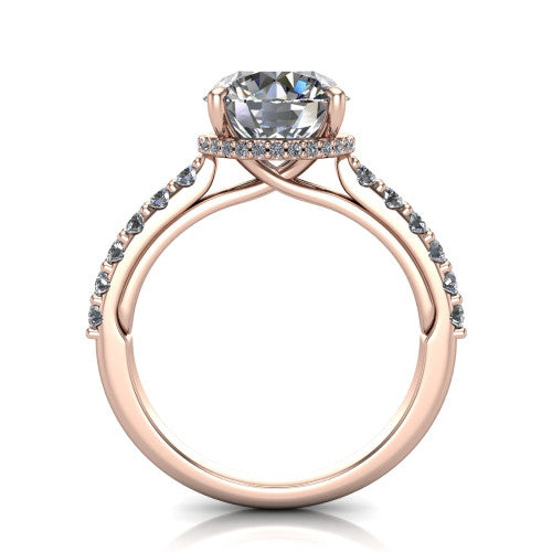 Allison Round Shape Hidden Halo Engagement Ring in 14K Rose Gold